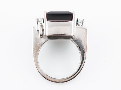 Vintage Cocktail Ring Mid-Century 12.91 Rectangle Cut Chrome Tourmaline in 14k White Gold