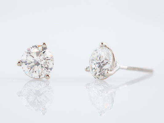 Earrings Modern 1.43 Round Brilliant Cut Diamonds in 14k White Gold