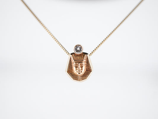 Antique Necklace Art Deco .07 Round Brilliant Cut Diamond in 14k Yellow Gold