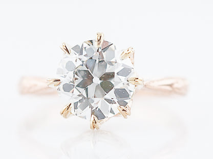 Rare 1.80 Carat Victorian Rose Gold Diamond Engagement Ring