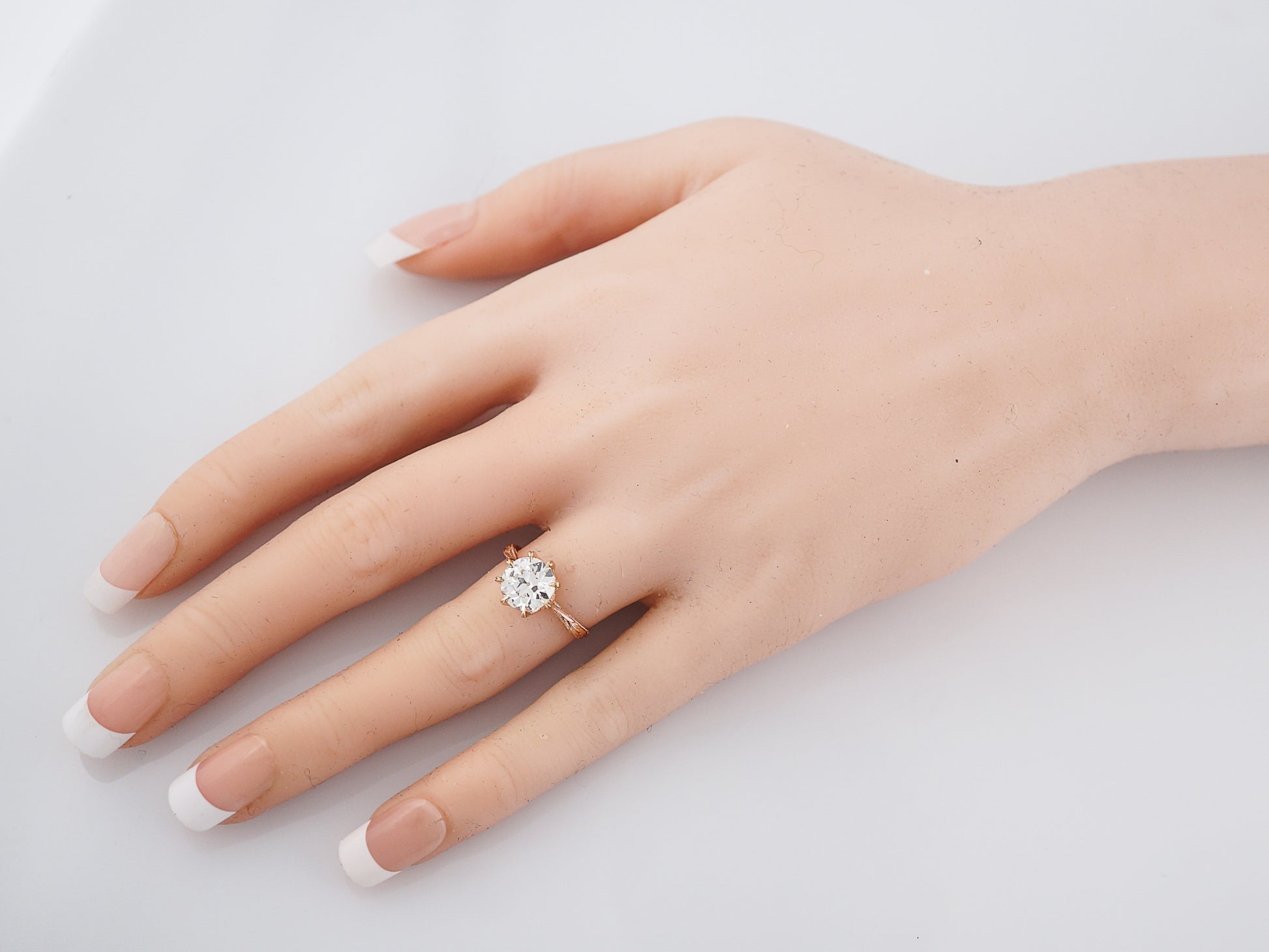 Rare 1.80 Carat Victorian Rose Gold Diamond Engagement Ring