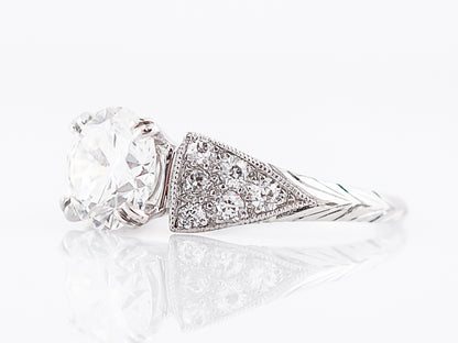 Antique Engagement Ring Art Deco 1.50 GIA Certified Round Brilliant Cut Diamond in Platinum