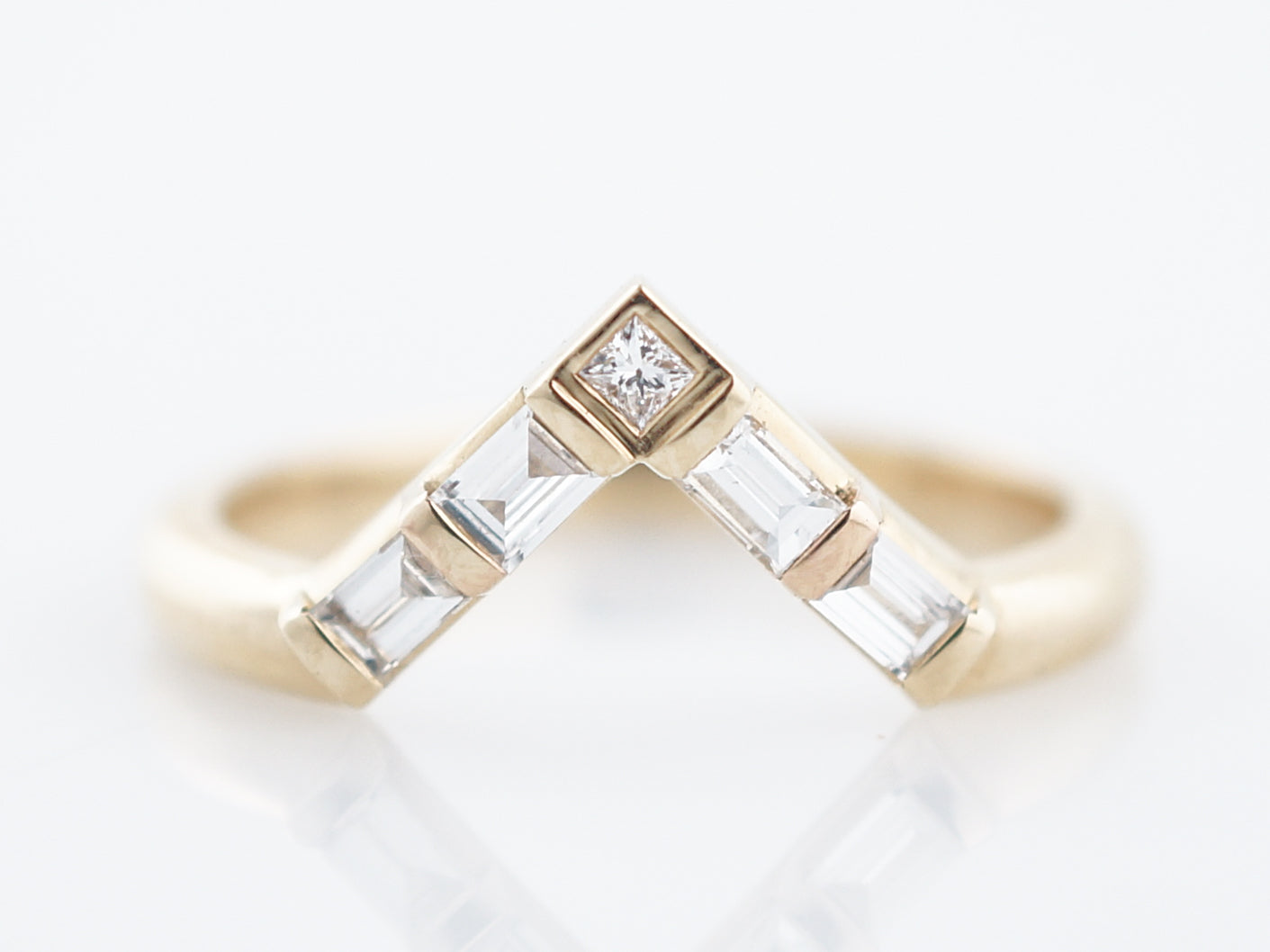 Wedding Band Modern .39 Baguette & Square Cut Diamonds in 14K Yellow Gold