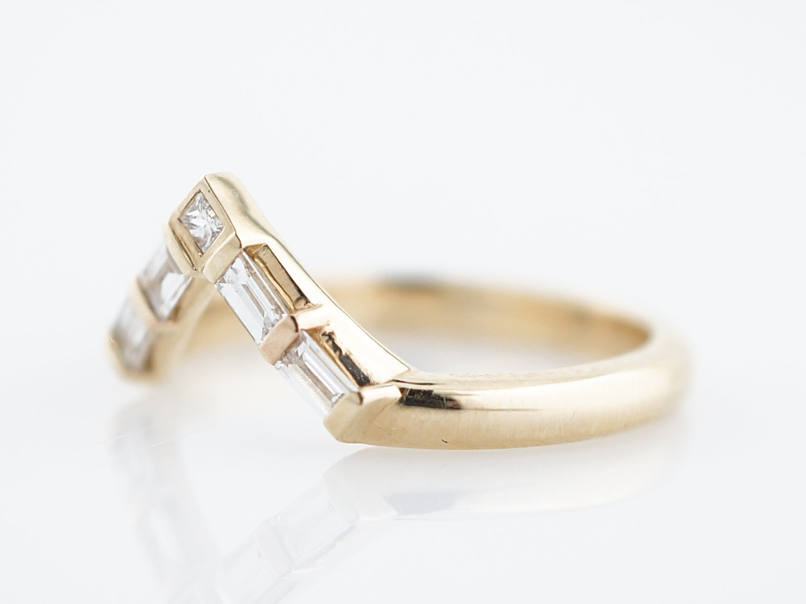 Wedding Band Modern .39 Baguette & Square Cut Diamonds in 14K Yellow Gold