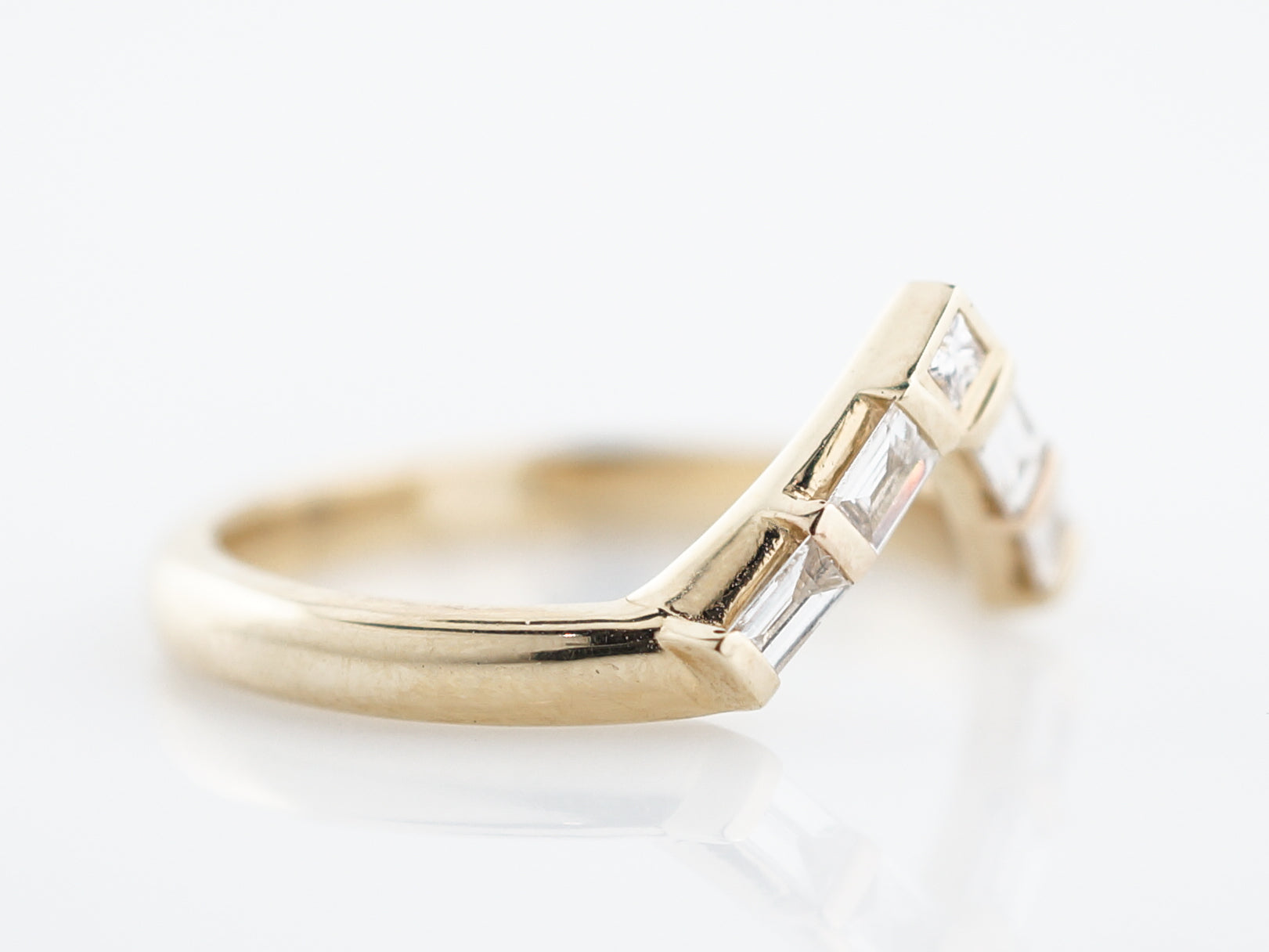 Wedding Band Modern .39 Baguette & Square Cut Diamonds in 14K Yellow Gold