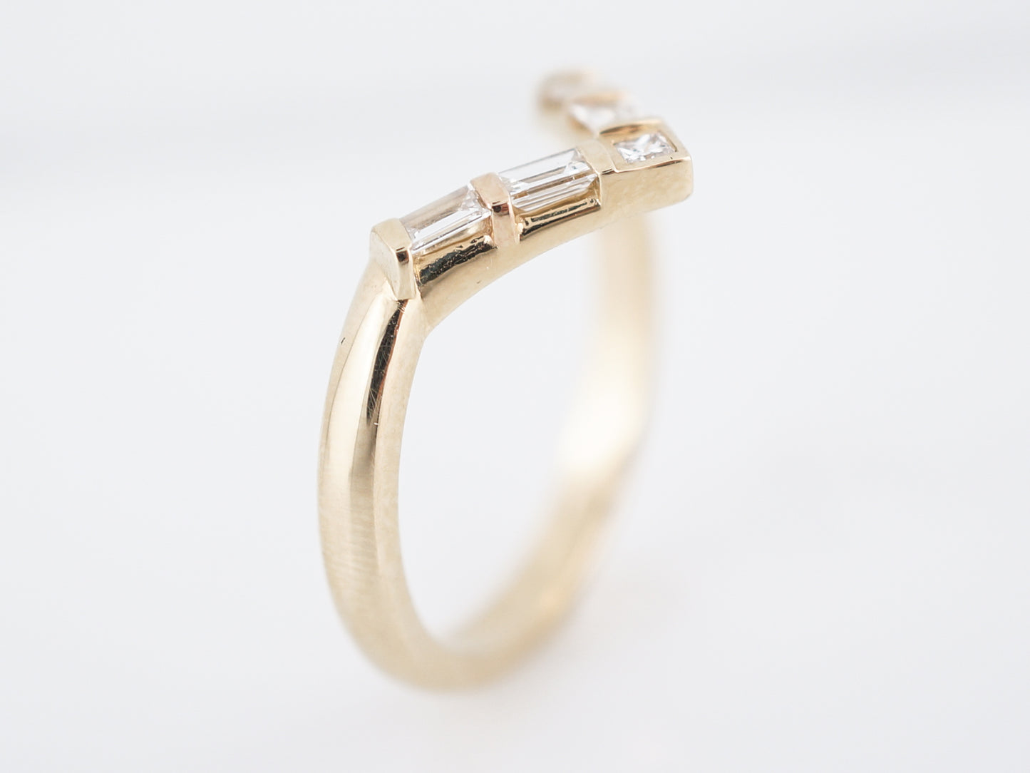 Wedding Band Modern .39 Baguette & Square Cut Diamonds in 14K Yellow Gold