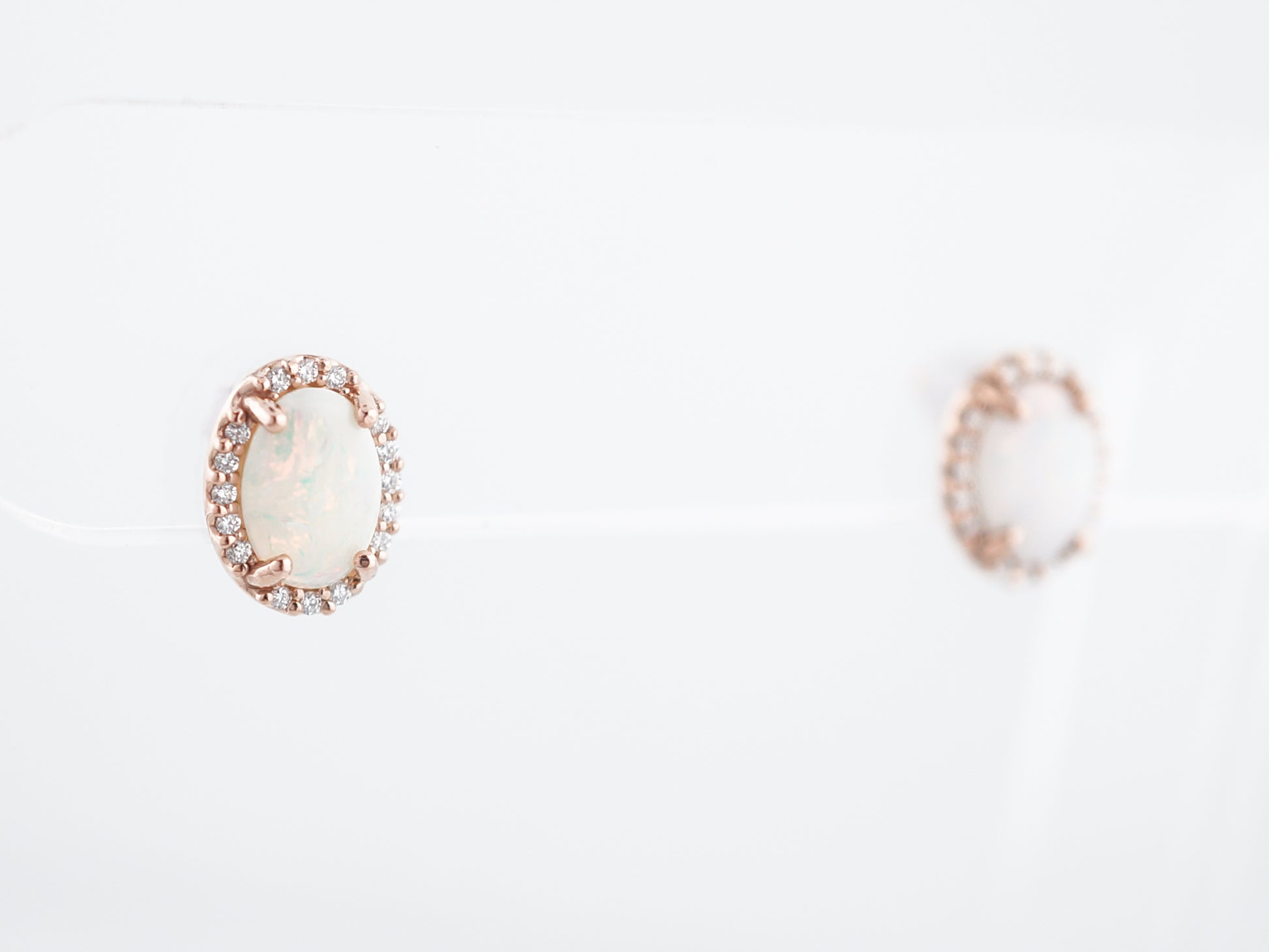 Earrings Modern 1.08 Cabochon Cut Opals in 14k Rose Gold
