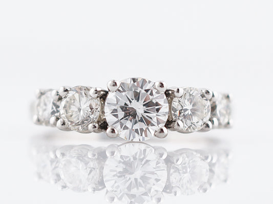 Vintage Engagement Ring Mid-Century 1.52 Round Brilliant Cut Diamonds in Platinum