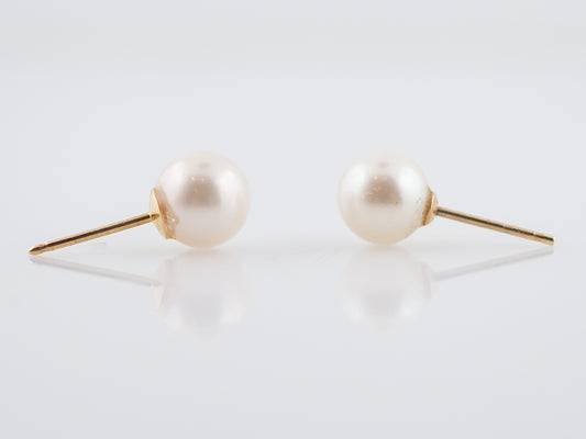 Earrings Modern 7mm Pearl Stud in 14k Yellow Gold