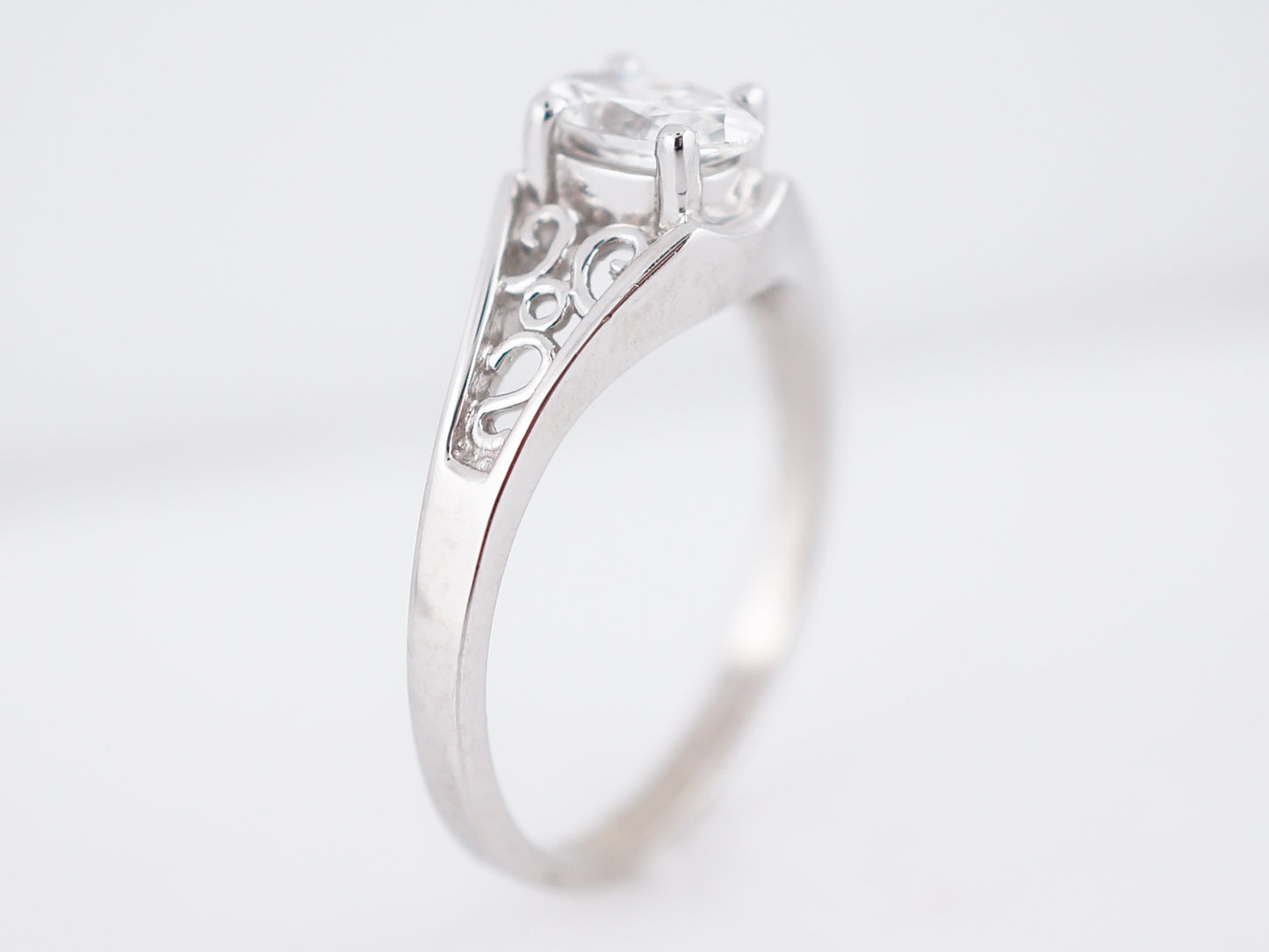 Engagement Ring Modern .71 Oval Cut Diamond in 14k White Gold