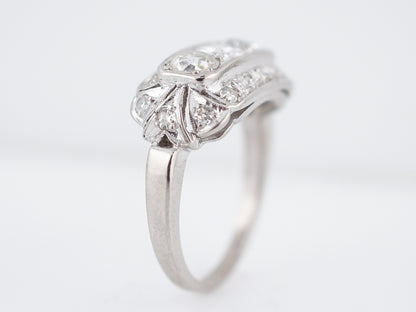 Three Stone Vintage Filigree Diamond Engagement Ring