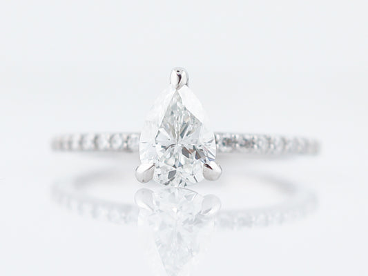 1 Carat Pear Diamond Solitaire Engagement Ring 14k