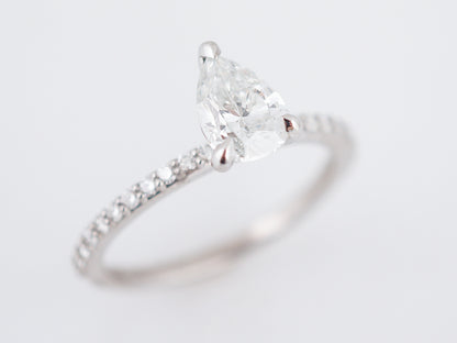 1 Carat Pear Diamond Solitaire Engagement Ring 14k