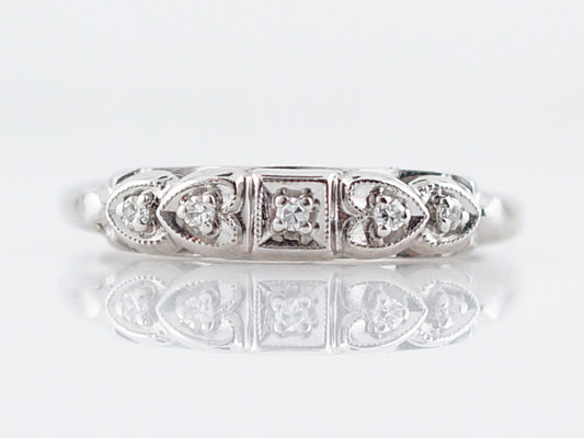 Vintage Wedding Band Mid-Century .13 Single Cut Diamonds in 14K White Gold