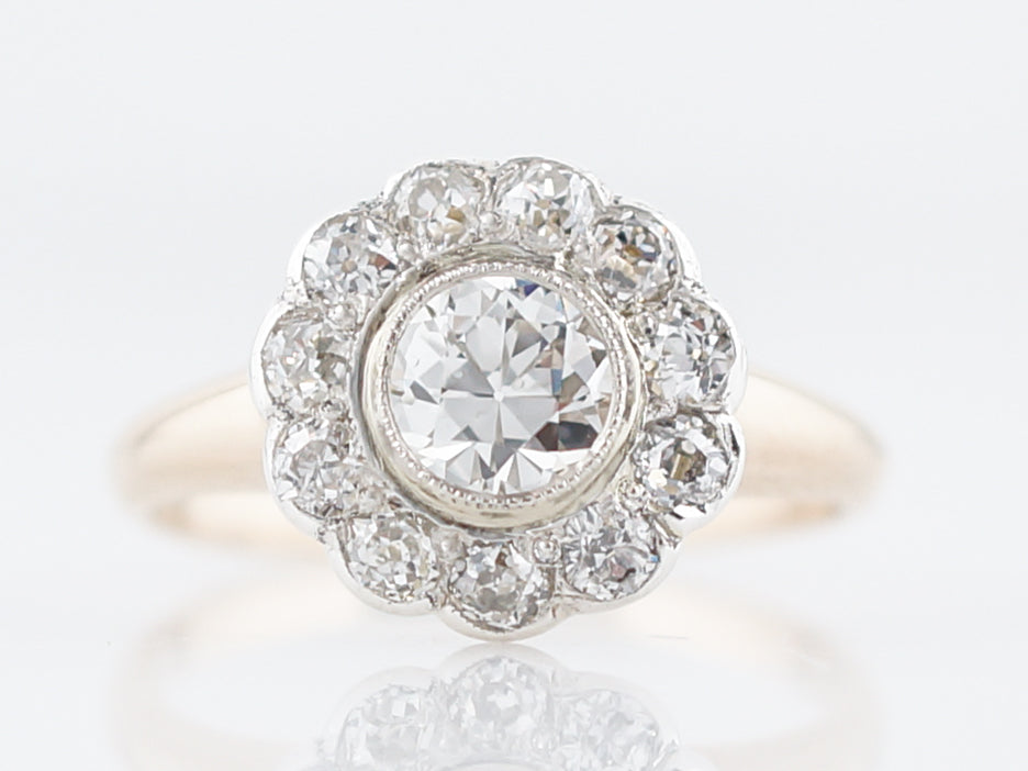 Antique Engagement Ring Victorian .62 Old European Cut Diamond in 14K Yellow & White Gold
