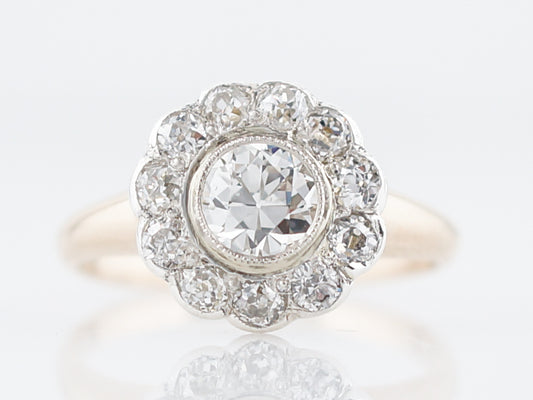 Antique Engagement Ring Victorian .62 Old European Cut Diamond in 14K Yellow & White Gold