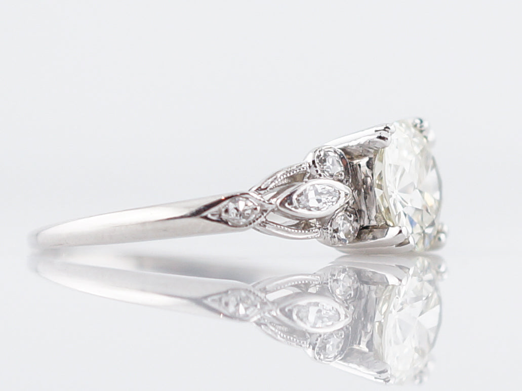 Antique Engagement Ring Art Deco 1.06 Old European Cut Diamonds in Platinum