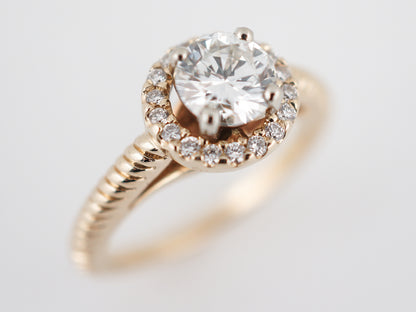 Engagement Ring Modern .70 Round Brilliant Cut Diamonds in 14K Yellow Gold