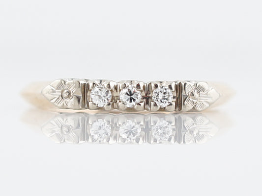 Vintage Wedding Band Retro .06 Old European Cut Diamonds in 14K Yellow & White Gold