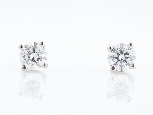 Earring Modern .92 Round Brilliant Cut Diamonds in 14k White Gold