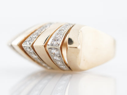 Vintage Right Hand Ring Mid-Century .80 Round Brilliant Cut Diamonds in 14k Yellow Gold