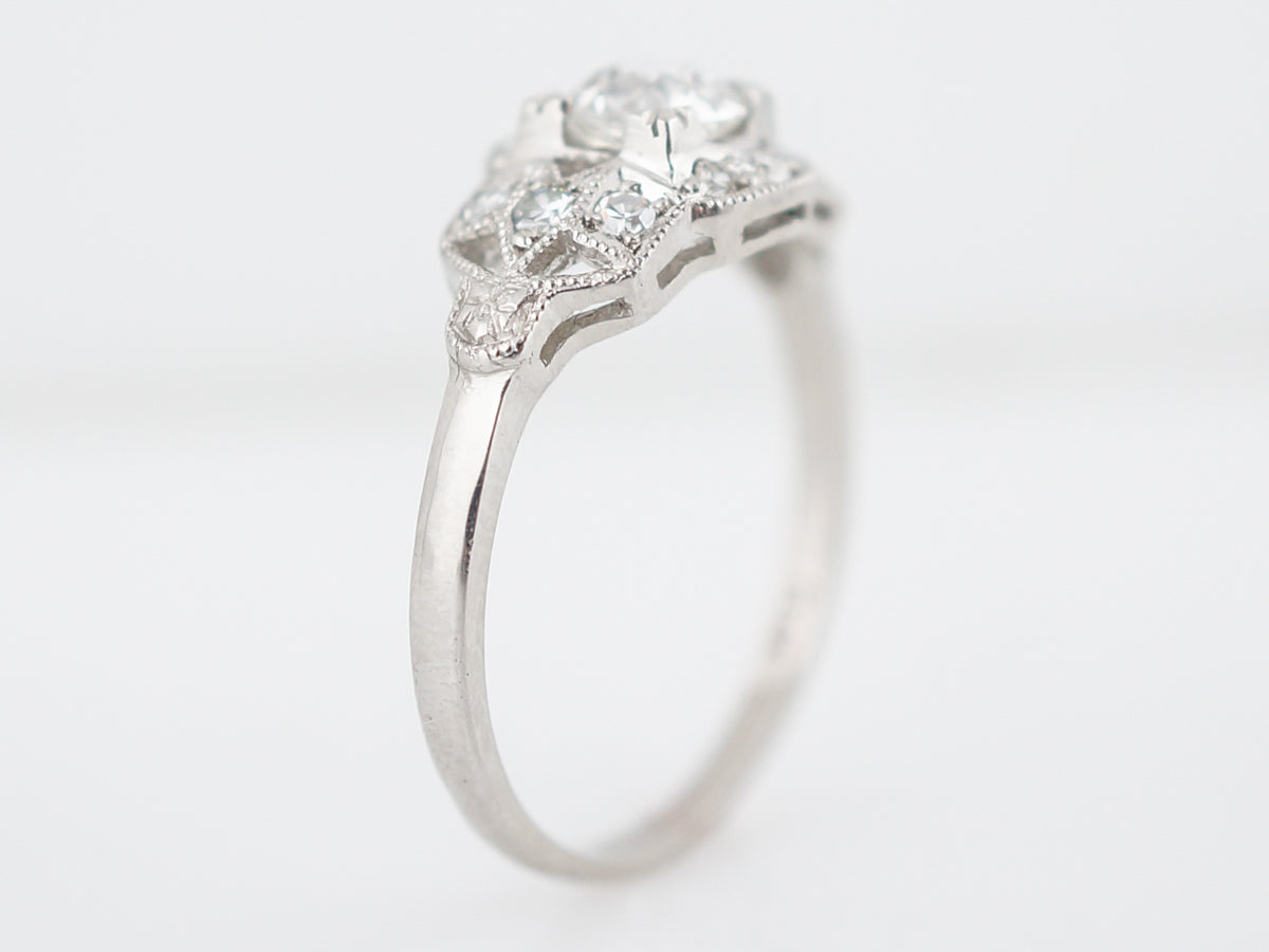 Antique Engagement Ring Art Deco GIA .58 Old European Cut Diamond in Platinum