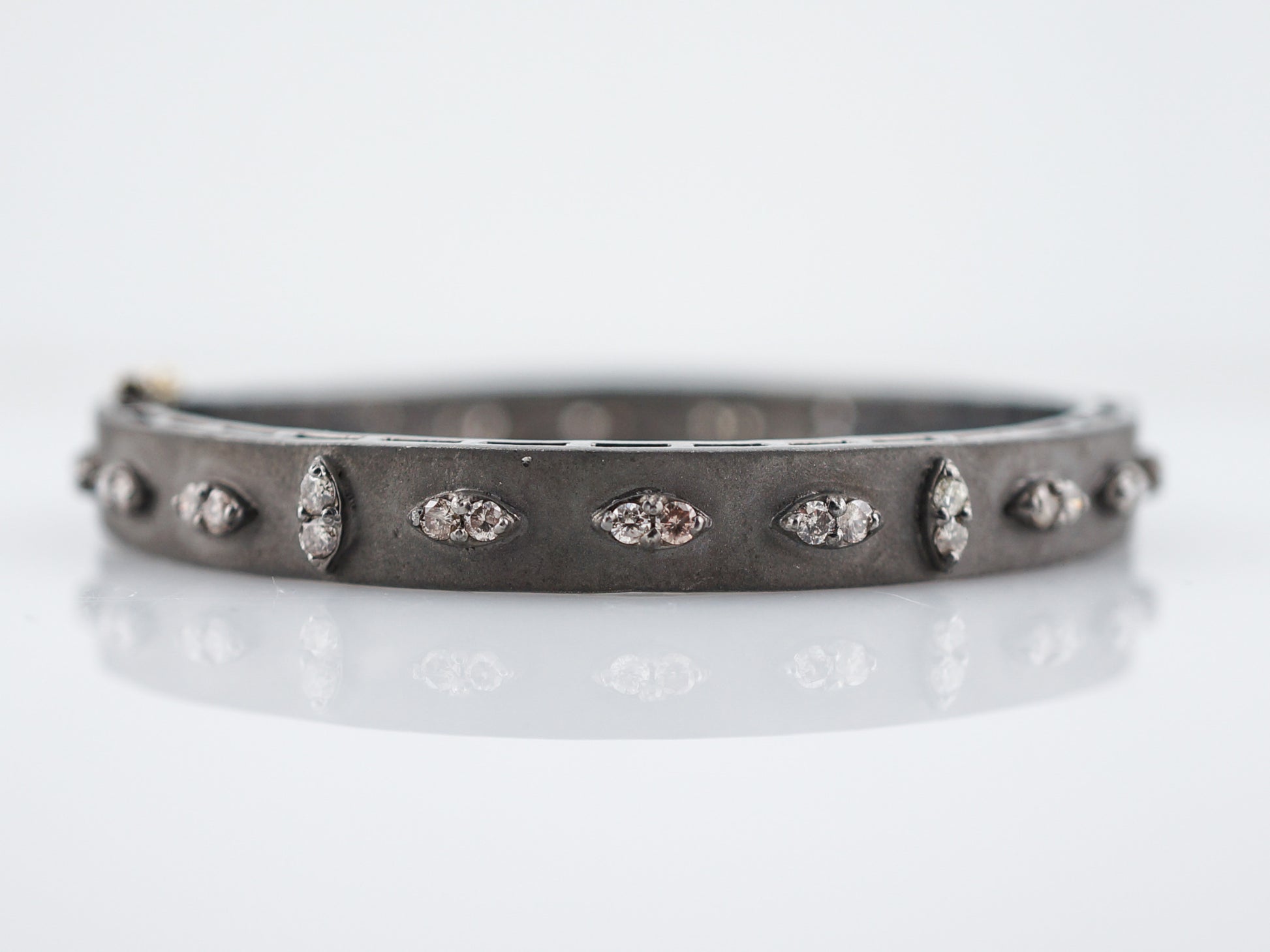 Bangle Bracelet Modern 2.20 Round Brilliant Cut Diamonds in Sterling Silver
