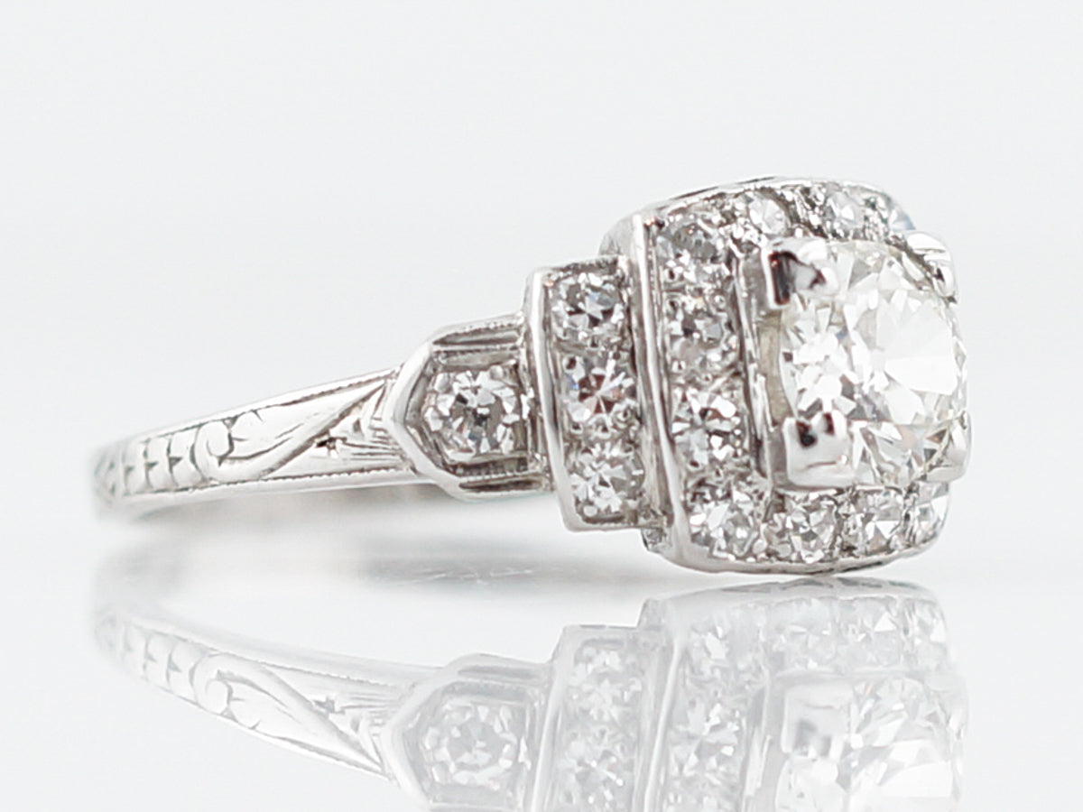 Antique Engagement Ring Art Deco .60 Old European Cut Diamond in Platinum