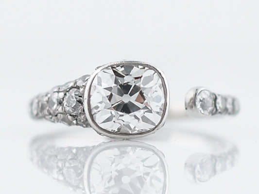 Old Mine Cushion Diamond Serpentine Ring in Platinum