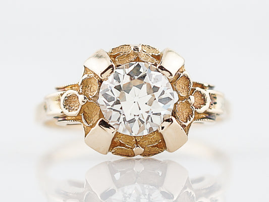 Antique Enagagement Ring Art Deco 1.00 Old European Cut Diamond in 14k Yellow Gold