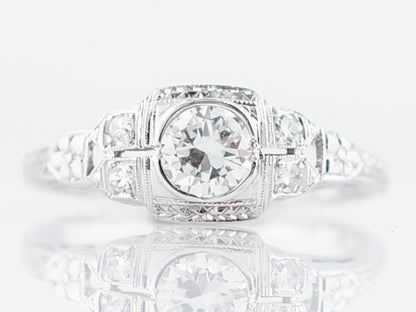 Vintage Engagement Ring Low Profile Bezel Set Diamond