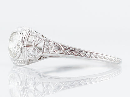 Vintage Engagement Ring Low Profile Bezel Set Diamond