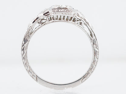 Vintage Engagement Ring Low Profile Bezel Set Diamond