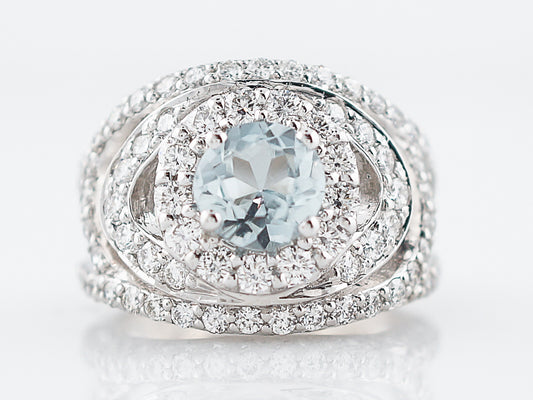 Cocktail Ring Modern 1.20 Round Aquamarine in 18k White Gold