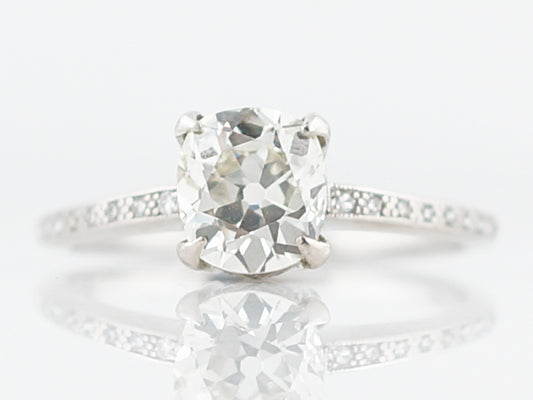 Modern Engagement Ring Art Deco Style 1.31 Old Mine Cushion Cut Diamond in Platinum