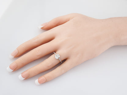 Modern Engagement Ring Art Deco Style 1.31 Old Mine Cushion Cut Diamond in Platinum