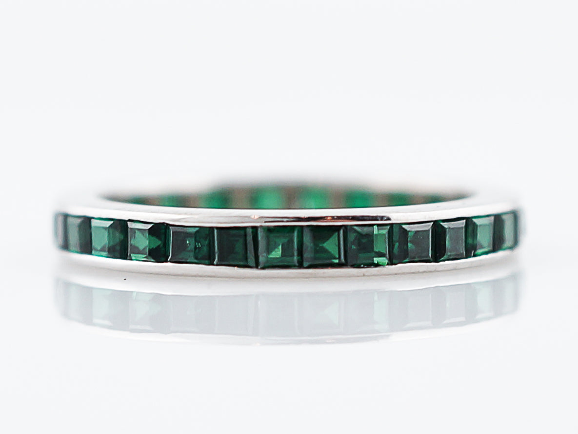 Eternity Band Modern 1.55 Square Cut Emeralds in 14K White Gold