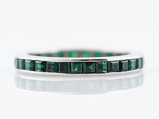 Eternity Band Modern 1.55 Square Cut Emeralds in 14K White Gold