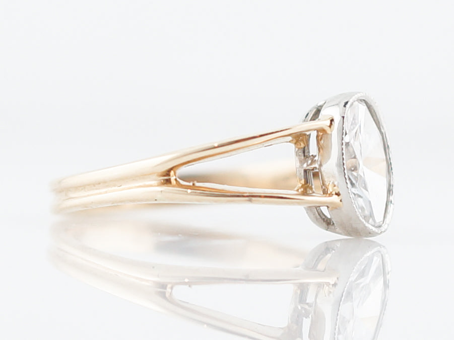 Engagement Ring Modern .63 Oval Cut Diamond in 14K Yellow Gold & Platinum