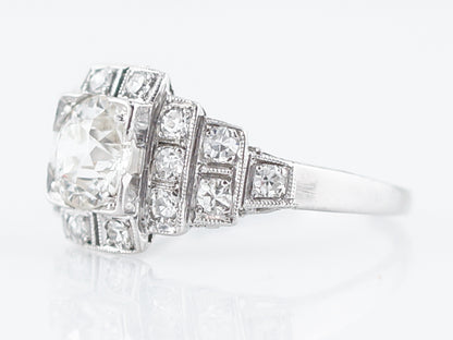 Antique Engagement Ring Art Deco .90 Old European Cut Diamond in Platinum