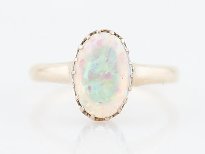 Antique Right Hand Ring Victorian 6.42 Cabochon Cut Opal in 14k Yellow Gold
