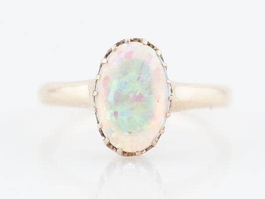 Antique Right Hand Ring Victorian 6.42 Cabochon Cut Opal in 14k Yellow Gold