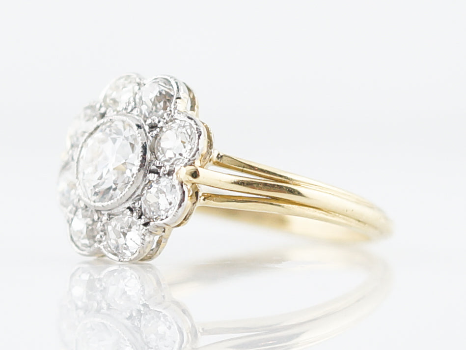 Antique Engagement Ring Victorian GIA .55 Old European Cut Diamond in 18K Yellow Gold & White Gold