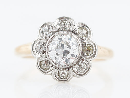 Antique Engagement Ring Victorian .58 Old European Cut Diamond in 14K Yellow Gold & Platinum