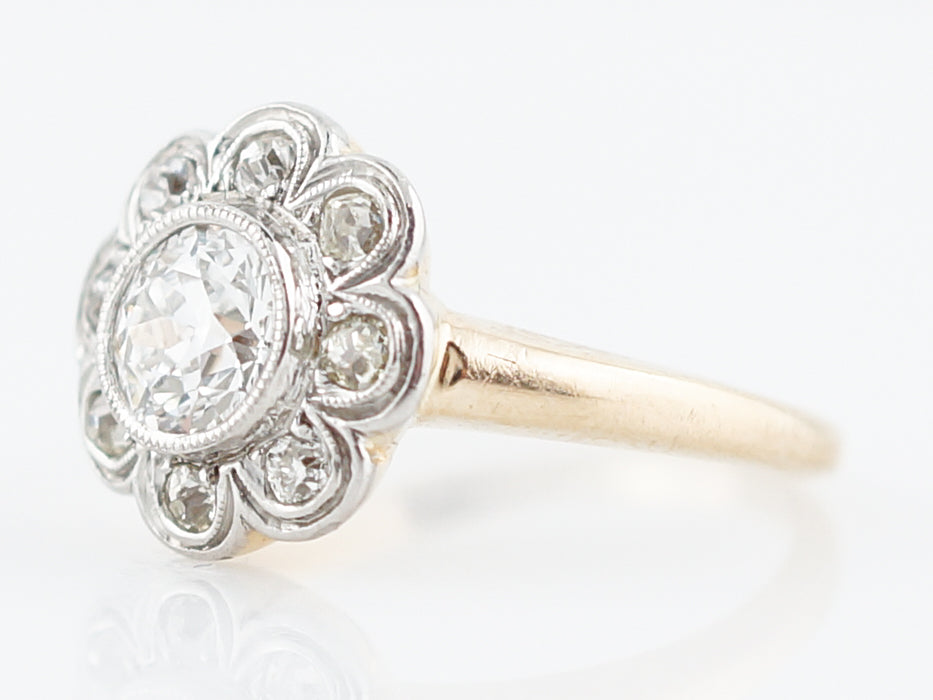 Antique Engagement Ring Victorian .58 Old European Cut Diamond in 14K Yellow Gold & Platinum