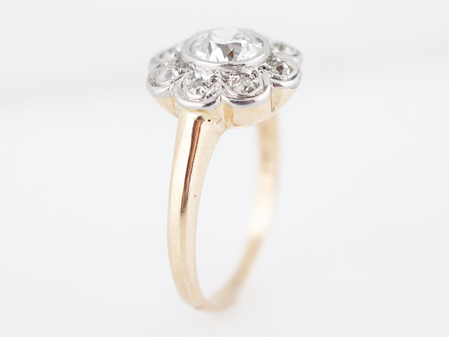 Antique Engagement Ring Victorian .58 Old European Cut Diamond in 14K Yellow Gold & Platinum