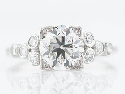 Antique Engagement Ring Art Deco 1.53 Old European Cut Diamond in Platinum