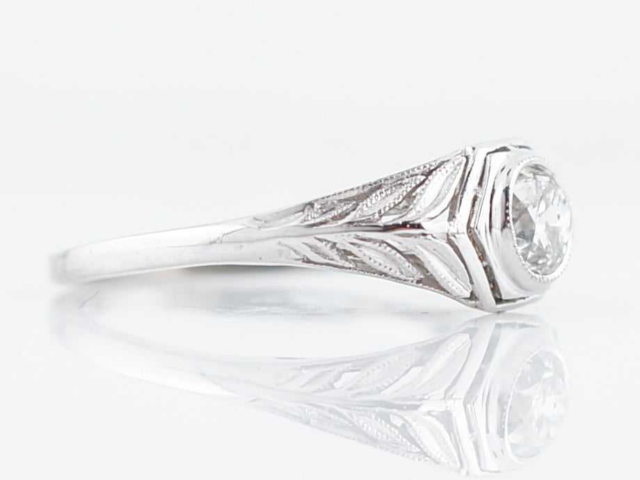 Antique Engagement Ring Art Deco .46 Old European Cut Diamond in Platinum