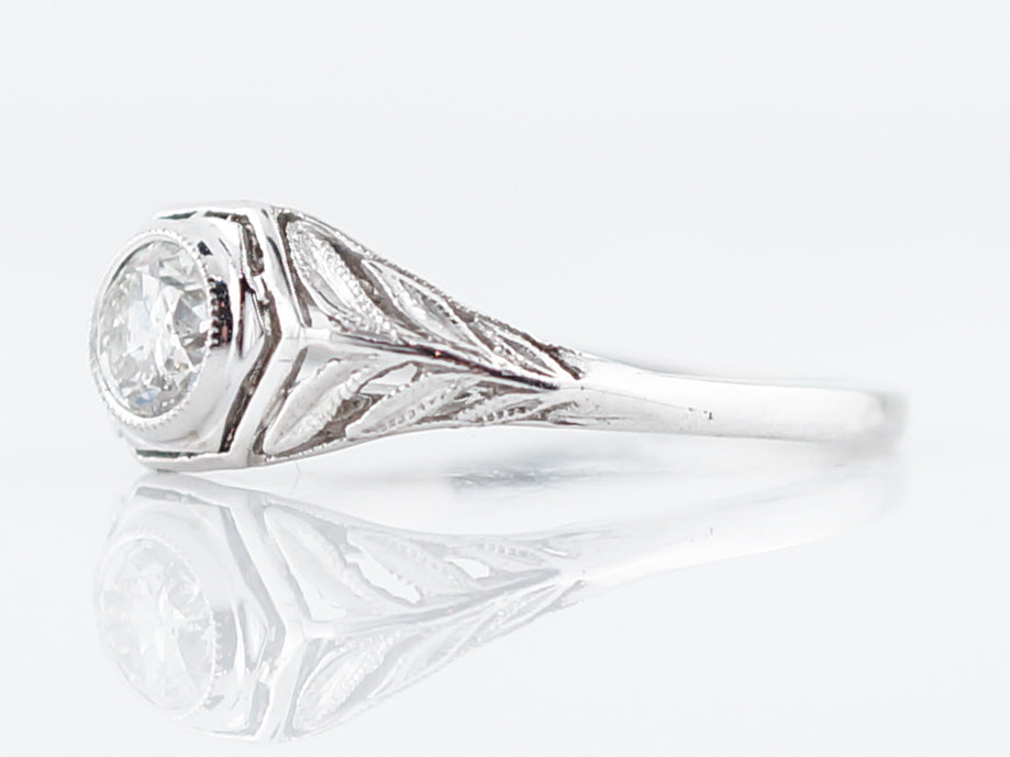 Antique Engagement Ring Art Deco .46 Old European Cut Diamond in Platinum