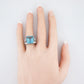 Antique Right Hand Ring Art Deco 12.40 Emerald Cut Aquamarine & .12 Single Cut Diamonds in Platinum